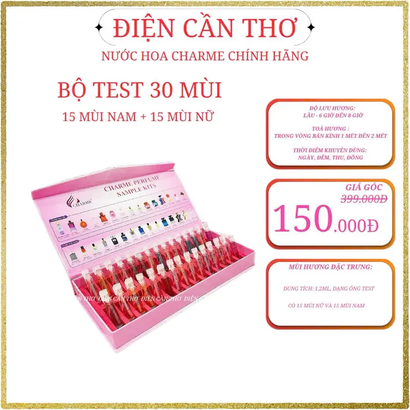 Bộ Test Nước Hoa Charme 30 Mùi Perfume Cosmetic 5