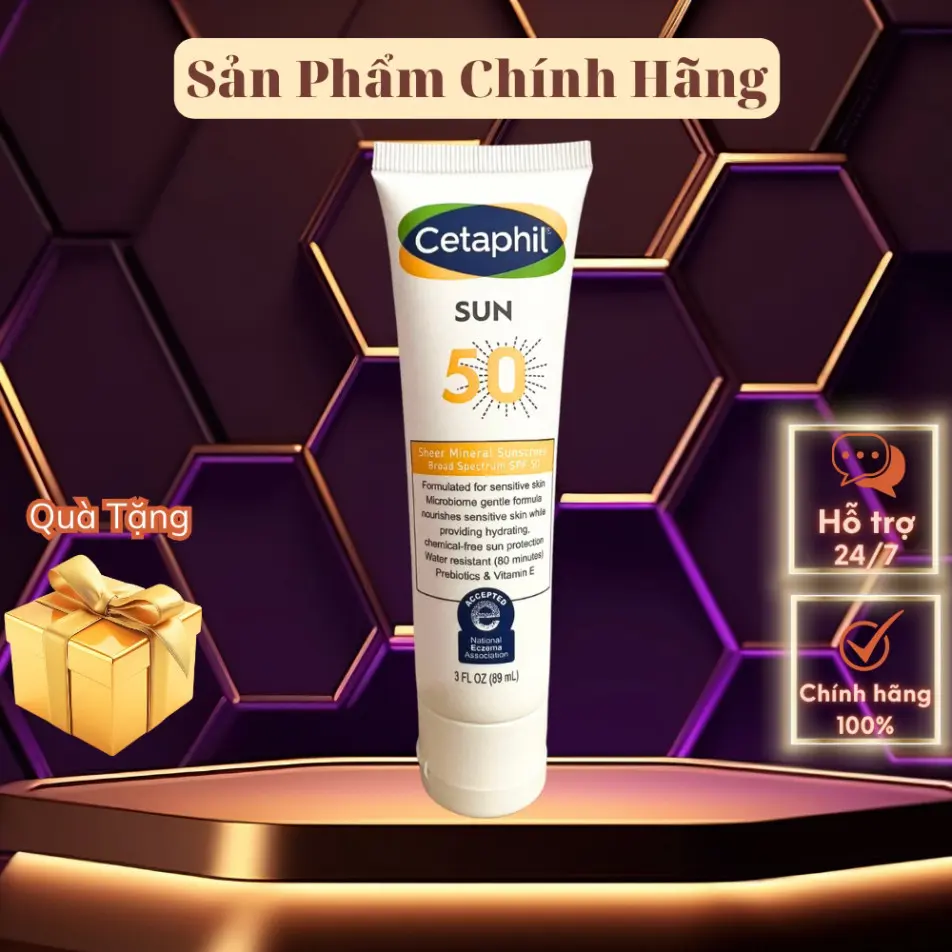 Kem Chống Nắng Cetaphil Sheer Mineral Sunscreen SPF50 dành cho da nhạy cảm 89ml - MMA