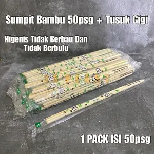 Sumpit Bambu 50psg + Tusuk Gigi - Sumpit + Tusuk Gigi - Sumpit 50pasang Kayu