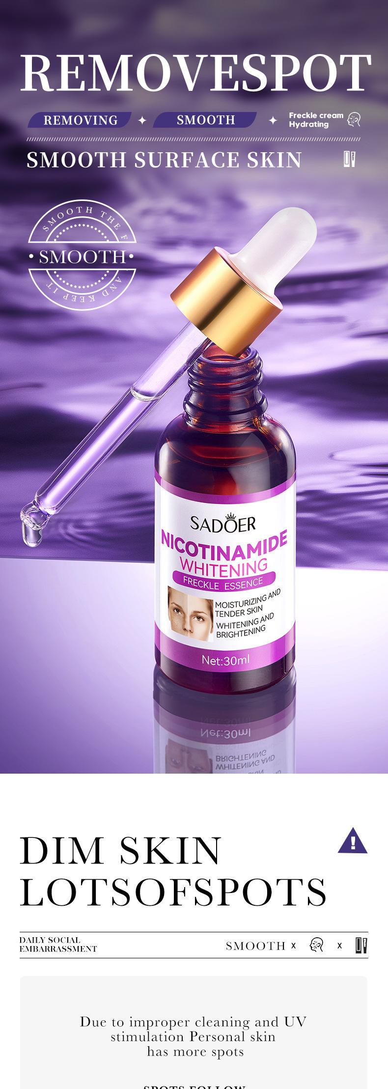 Product Introduction of Niacinamide serum whitening Dark Spot Remover Serum 30ml melasma serum remover melasma and Pekas Remover Serum original whitening and freckle removing oil small molecule time coagulation extract orchid semen tening anti-wrinkle  jhy005 0