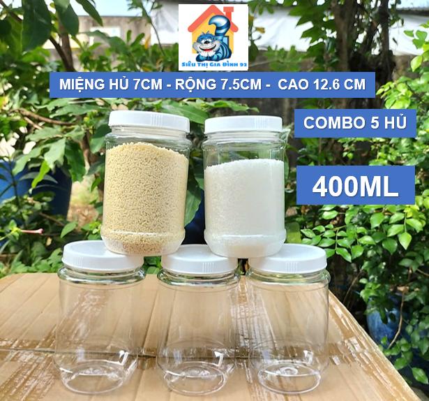 Combo 5 Hủ Đựng Gia Vị Tròn 400ml F045  Hủ Nhựa Duy Tân 