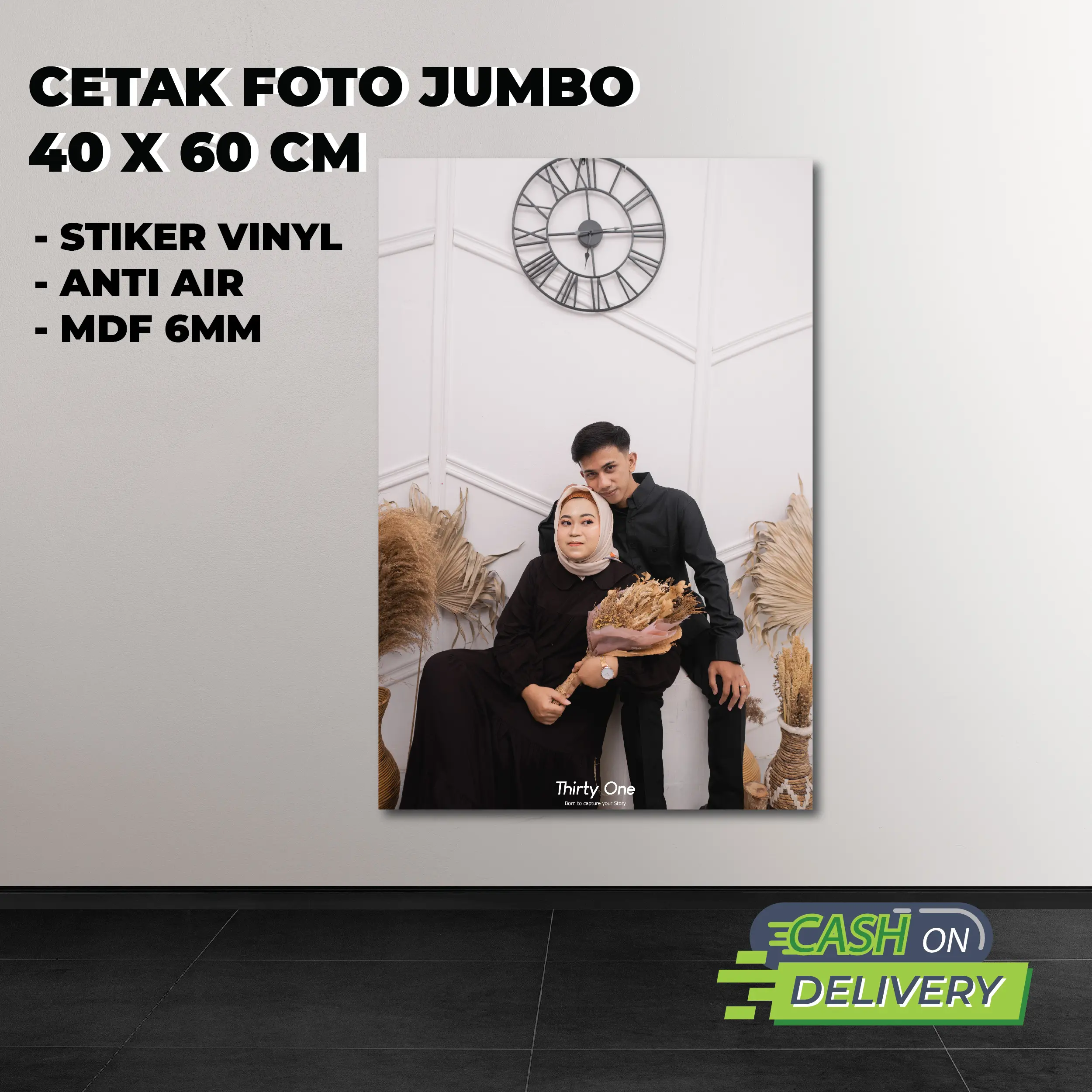 [BISA COD] CETAK FOTO 16R UKURAN 40 X 60 CM + BINGKAI PAPAN KAYU WALLDECOR HIASAN DINDING / DEKORASI WEDDING / AESTHETIC / PREWEDDING / SIGN WEDDING Gantungan