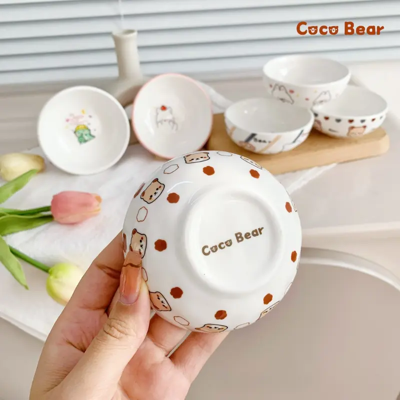Bát ăn dặm cho bé gốm sứ kiểu Nhật chén nước chấm họa tiết 80ml 170ml YEUBEVN 7