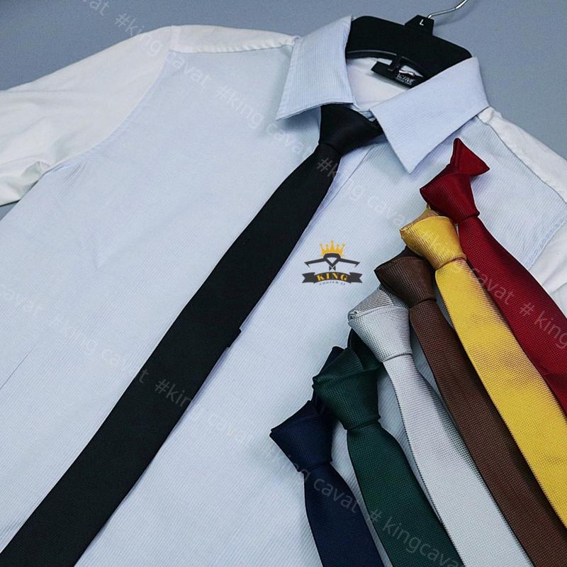 Cà vạt nam công sở và học sinh vải silk lụa cao cấp màu đen bản to 5cm 8cm KING caravat tự thắt đẹp C10