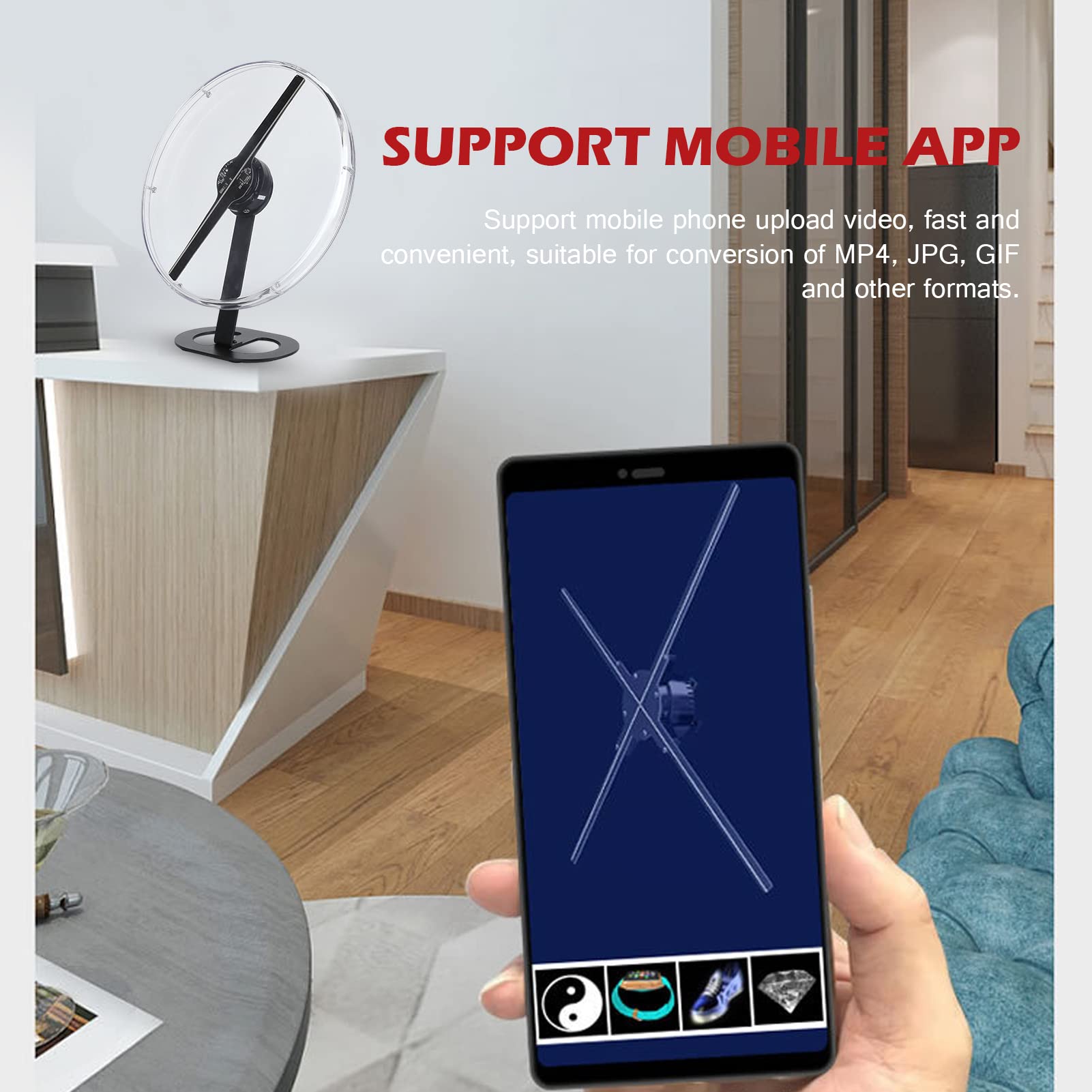 32cm Advertising Machine Desktop Projector Vertical Transparent Screen LED 3D Hologram Fan for Shopping Malls Logo Show - Image 4