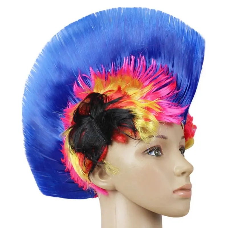 Tóc Giả Mohawk Vô Hình Tự Nhiên, Unisex, Thiết Kế Hình Sừng Gà Vui Nhộn Màu, Phong Cách Disco Và Lấp Lánh, Tóc Giả Punk Cầu Vồng, Thích Hợp Cho Bữa Tiệc Halloween 6
