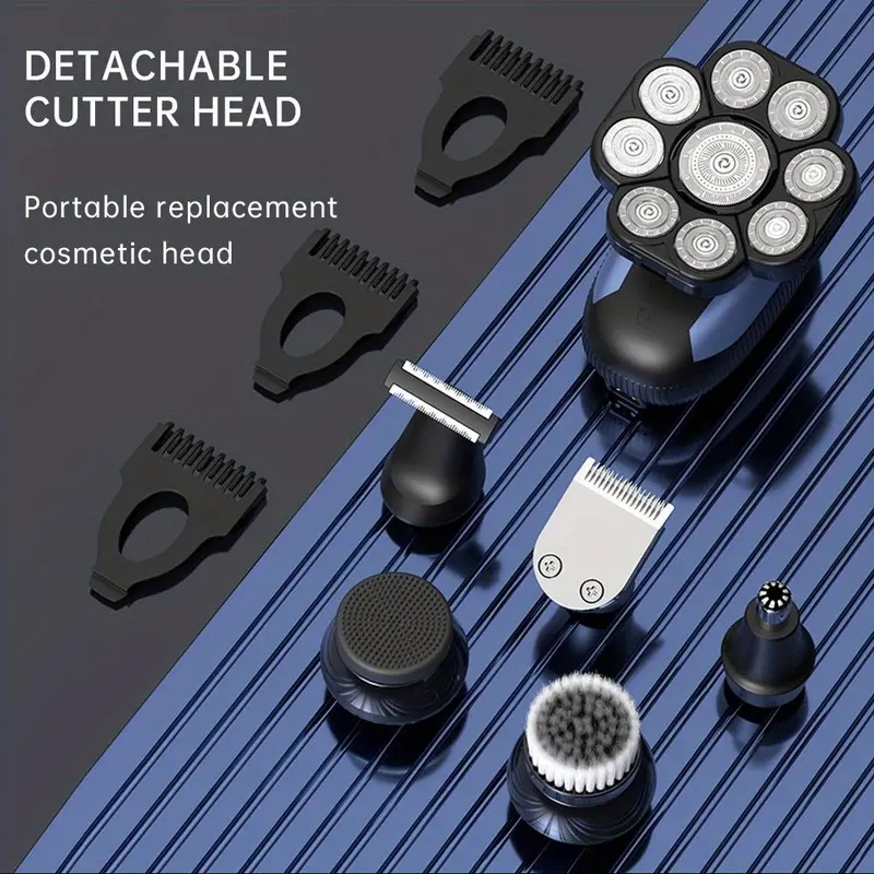 6 in 1 Electric Shaver, 1 Box Rechargeable Rotary Shaver with Accessories, Wet and Dry Use Shaving Machine for Men 4