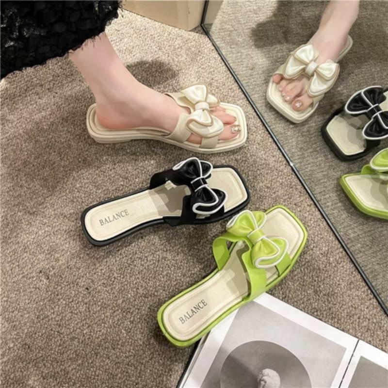 Dép Nữ Đính Nơ Thời Trang Đế Bệt Cá Tính NODEP02 DéP Shoes dép miu GiàY Sandal