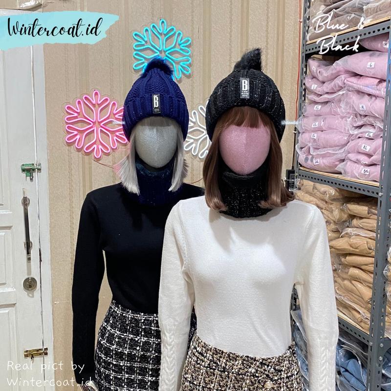 Beanie hat dan Neck warmer 1 set Bianca wanita anak cewek topi winter kupluk hangat tebal musim dingin 5