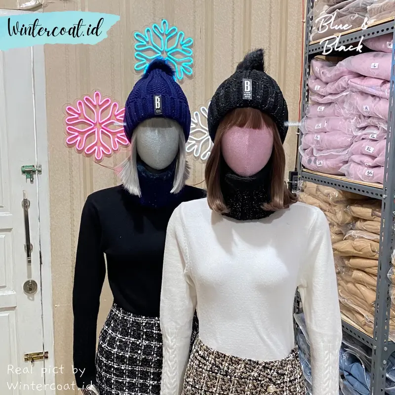 Beanie hat dan Neck warmer 1 set Bianca wanita anak cewek topi winter kupluk hangat tebal musim dingin 5