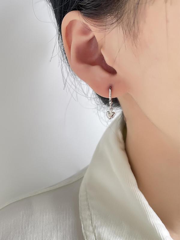 Tiny Mini Women's Elegant Trendy Heart Shaped Dangle Earrings, Heart Decor Drop Earrings, Simple Style Plain Color Dangle Earrings for Daily Decoration 3