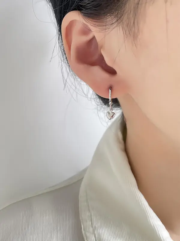 Tiny Mini Women's Elegant Trendy Heart Shaped Dangle Earrings, Heart Decor Drop Earrings, Simple Style Plain Color Dangle Earrings for Daily Decoration 3