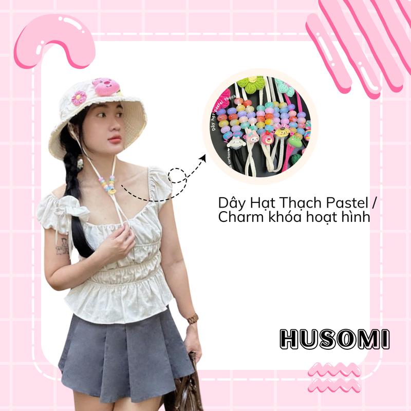 [Combo Nón + 3 charm] Mũ Bucket Nữ Tua Rua Chất Liệu Kaki Phong Cách Hàn Quốc Form Unisex phù hợp đi chơi, dạo phố, du lịch