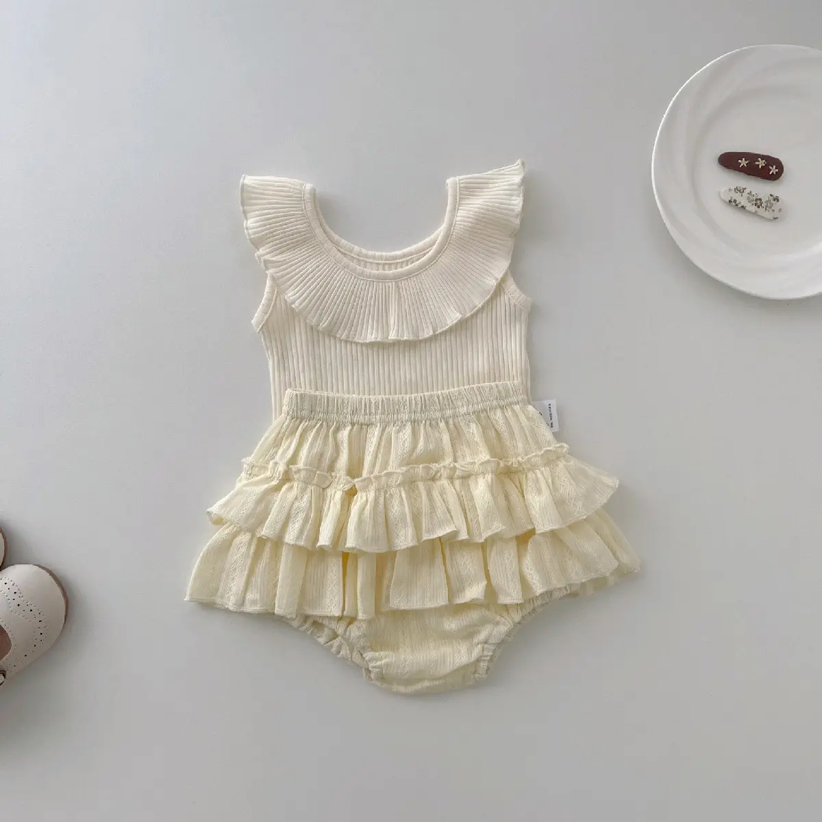 Set áo kèm váy xỏe tầng cho bé