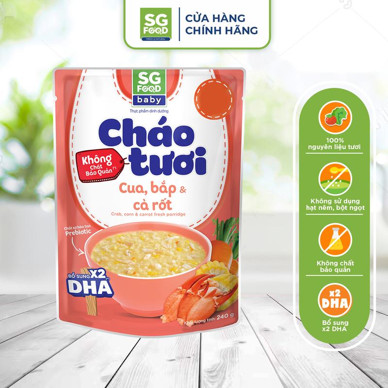 Cháo tươi baby cua, bắp cà rốt 240g SG Food