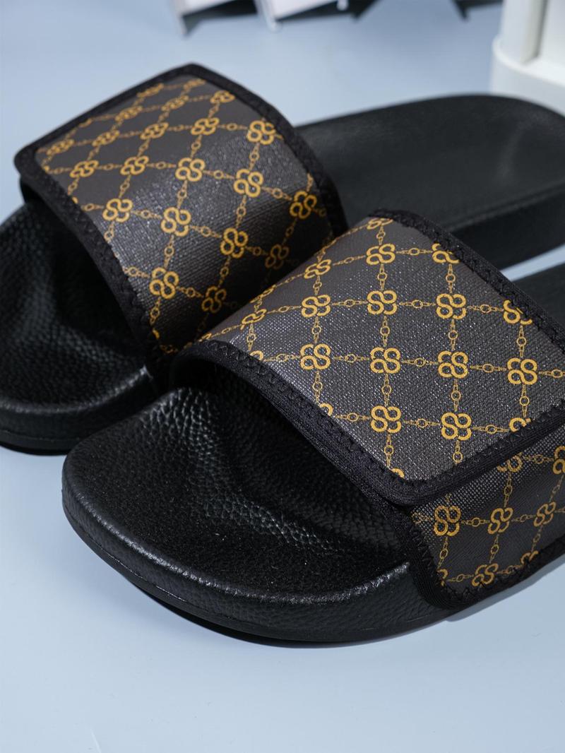 Product Introduction of Men's 1 Pair Fashionable Plaid Pattern Slides, Summer 2024 Casual Comfortable Non-slip Slippers, Velcro Slippers for Men for Home & Outdoor 9