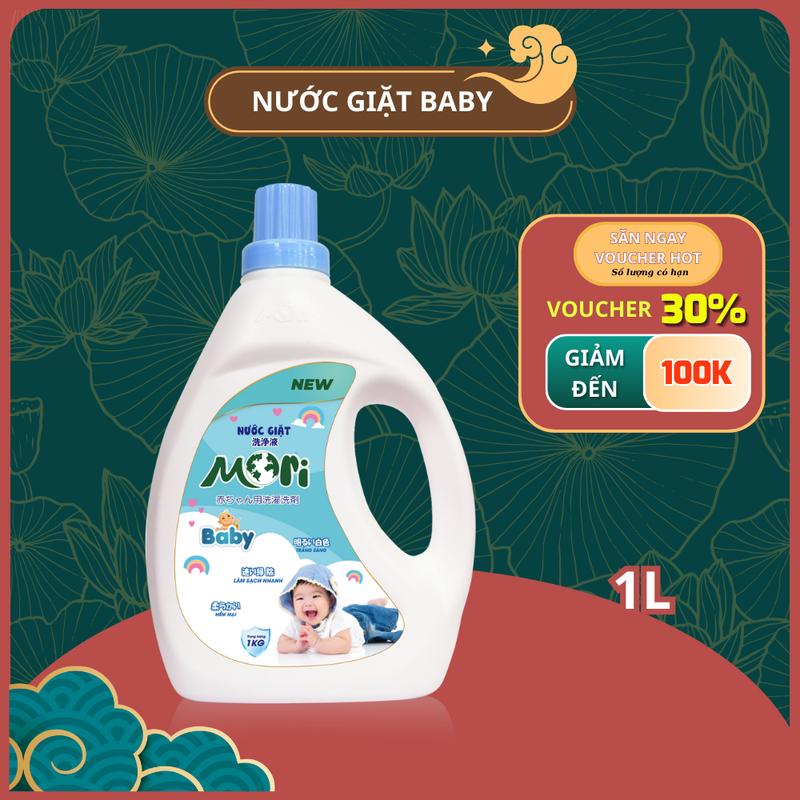  Nước giặt quần áo cho trẻ sơ sinh Mori Baby 1 lít an toàn và thân thiện với da nhạy cảm của bé MR001 