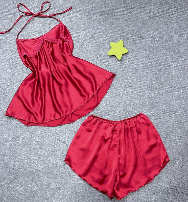  FreeSize 60Kg-90Kg Bộ Yếm Nữ Chất Lụa Satin Không Mút Mềm Mướt Mát Quần Áo Ngủ Women 