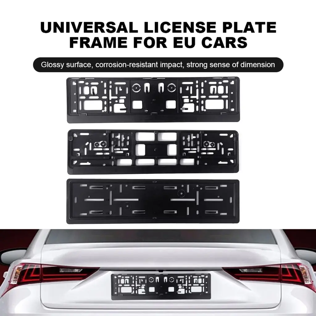 Universal European License Plates Holder Mounting Adapter Bumper Frame Bracket Black PP Frame Car Accessory