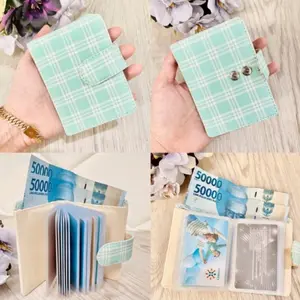 Dompet Kartu Motif Kotak Kancing Import 14Slot kartu