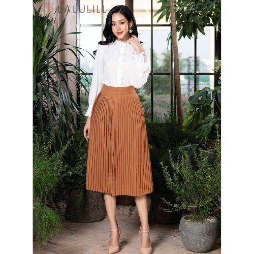 Product Introduction of LALULILL Chân váy hai lớp dập li lụa viscose - BC50 5