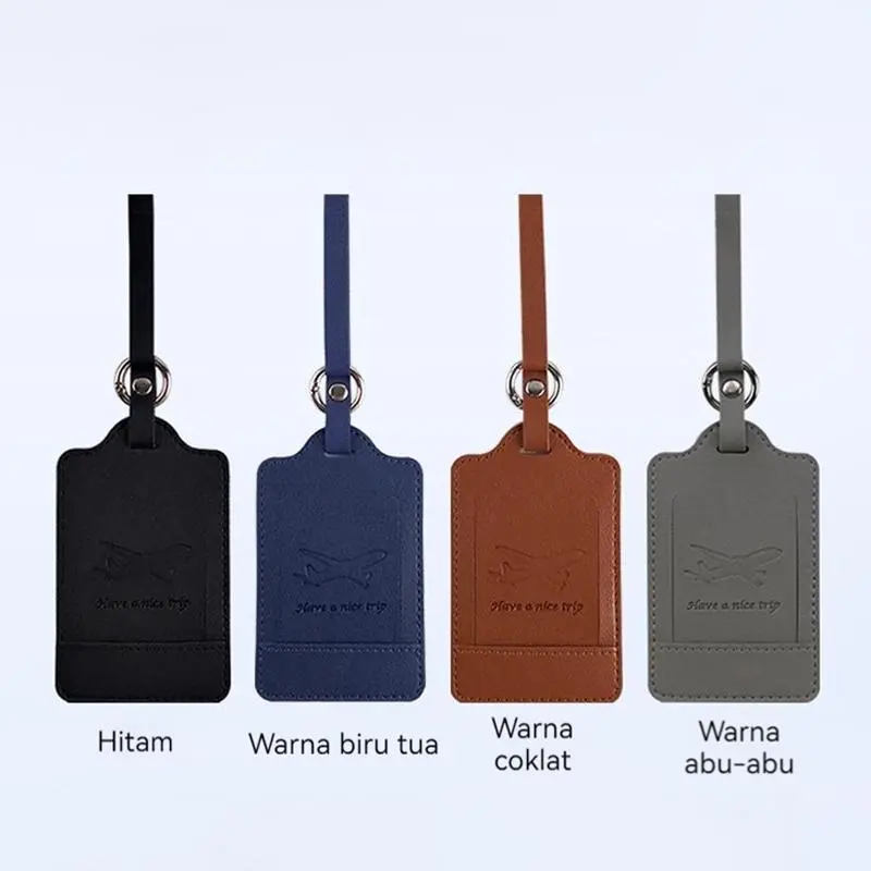 Bbambu Tag Label Koper Bagasi Gantungan Label Nama Tas Luggage Tag / Portable PU Kulit Bagasi Tag Koper Pengidentifikasi Label Bagasi Papan Tas Tag Nama ID Alamat pemegang Paspor Perjalanan Kartu 8