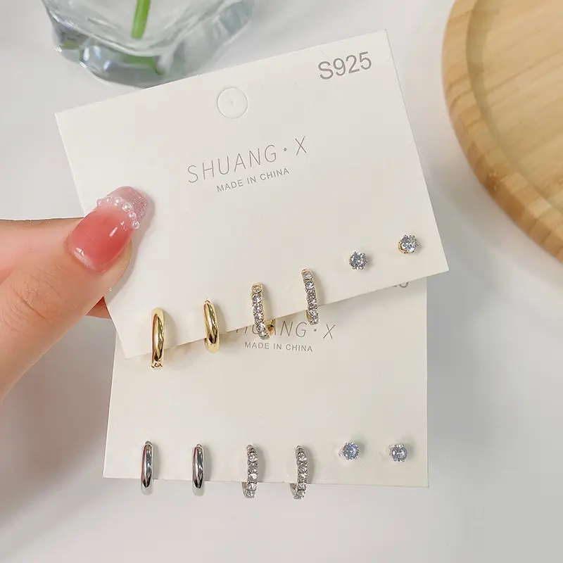 1 Set New Fashion Metal Circle Drop Small Earrings For Women Trend Pendant Piercing Earrings Set  Gifts