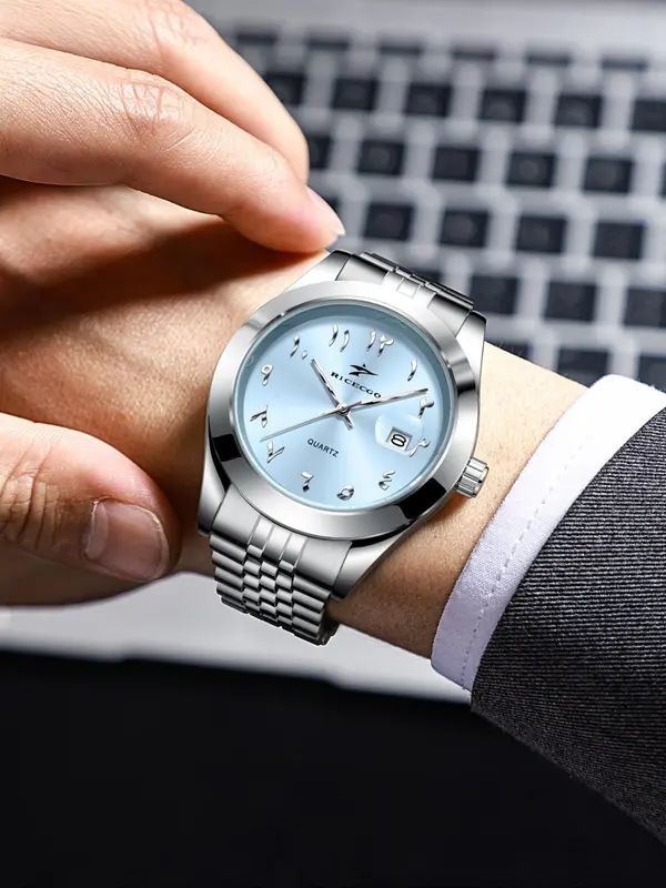 Men's Business Round Dial Analog Quartz Watch, with Box, Fashion Watch for Party, Daily Clothing Decor, Trendy All-match & Exquisite Watch for Birthday Gift 6