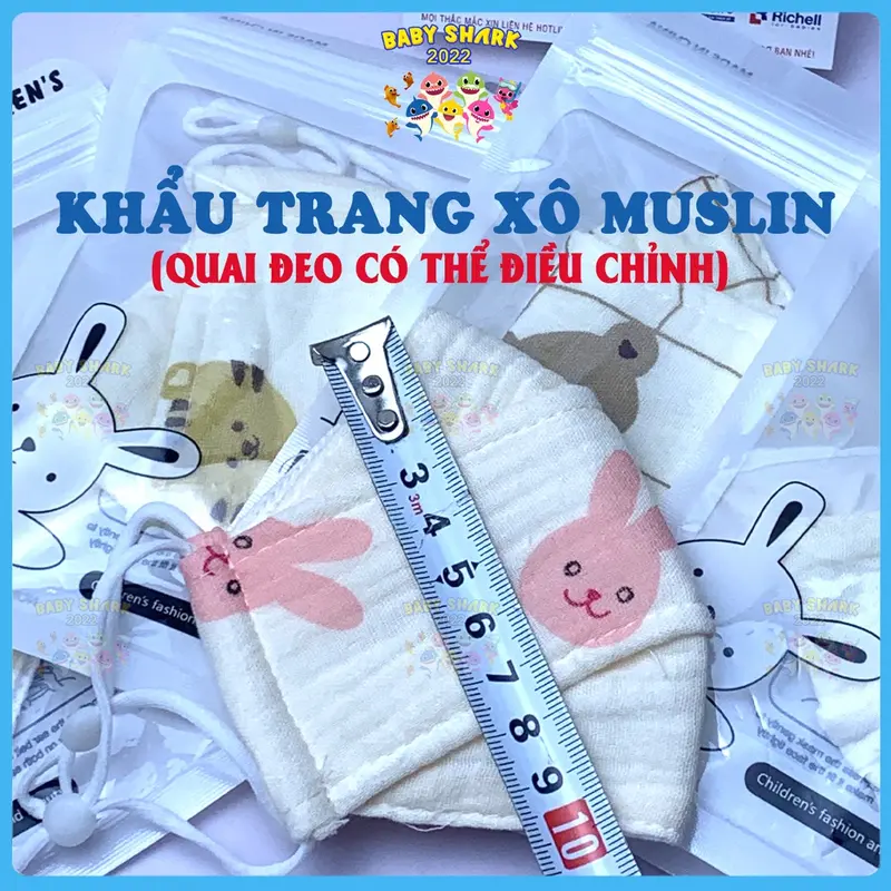 Khẩu trang cho bé 4 lớp chống bụi, họa tiết đáng yêu 1