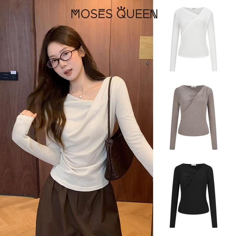 Áo Len Dệt Kim Ôm Sát Nữ Hoàng Moses Cổ Chéo Mỏng Và Dễ Phối Đồ Nhiều Màu Tùy Chọn Phải Có Để Đi Làm Và Hẹn Hò Hàng Ngày Thiết Kế Đơn Giản Cao Cấp Áo Mặc Trong Dài Tay Dành Cho Nữ # 33240