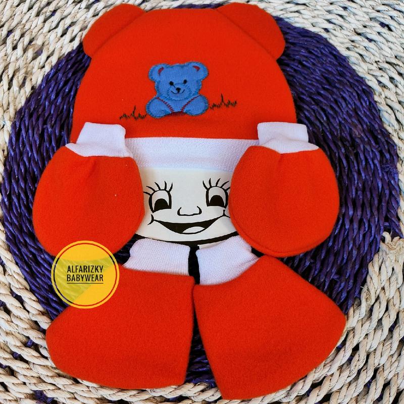 set topi + Sartaki bayi bahan fleece tebal 5