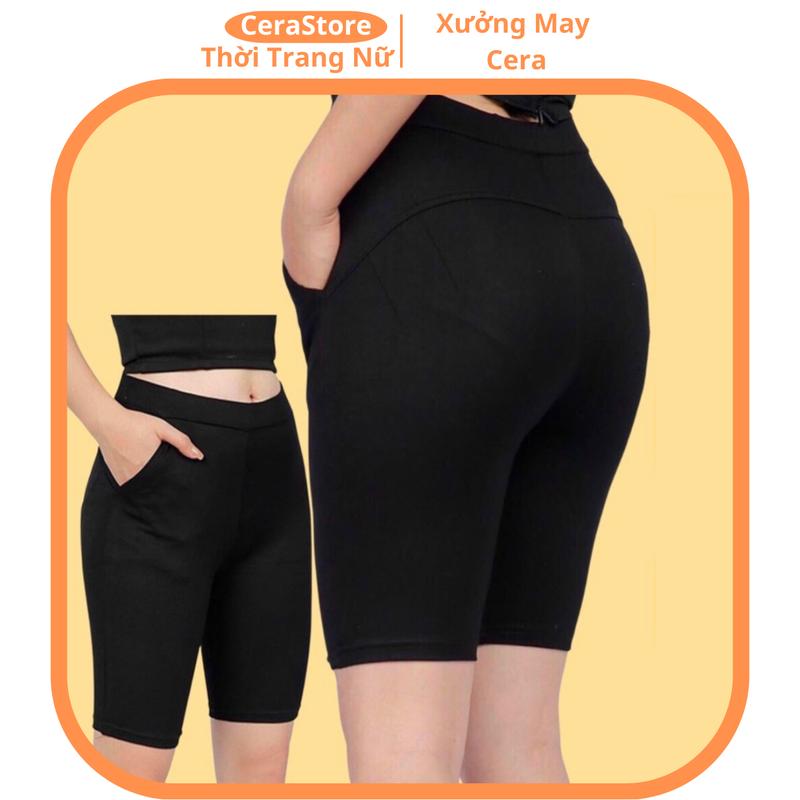 Quần Legging Cộc Thái Dài Trên Gối Có Túi Cạp Chun Siêu Mịn Tôn Dáng - Cera Store Nữ Pants Women