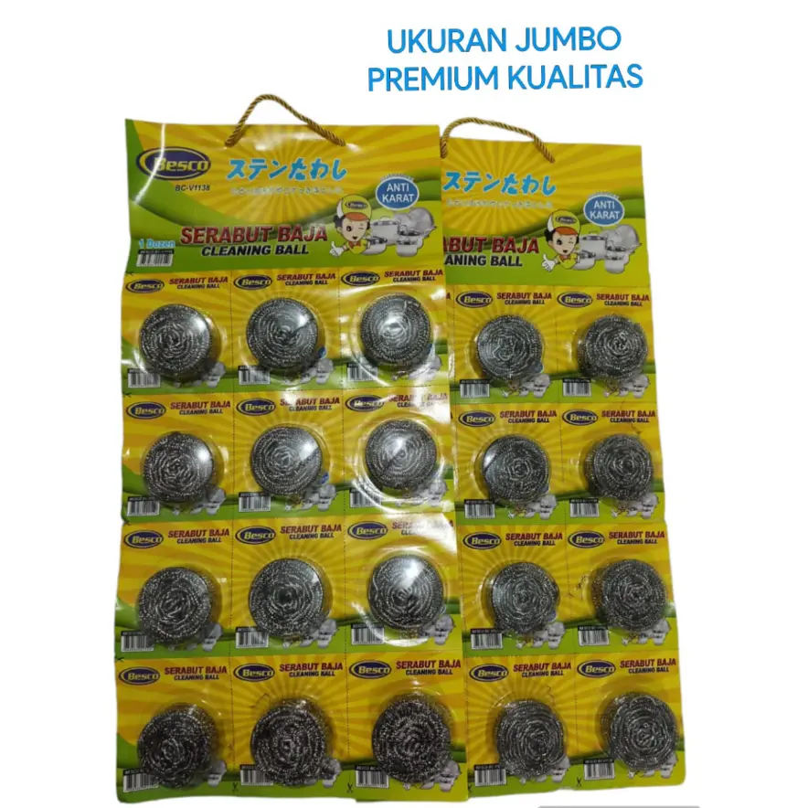 Spon Kawat Baja Cuci Piring Stainless isi 12pcs