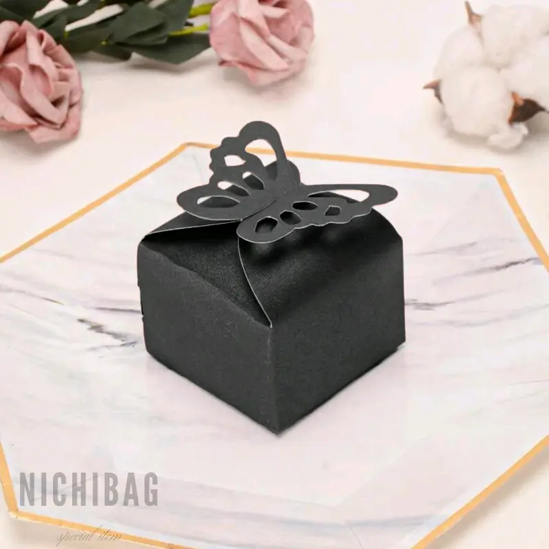 SOLID BUTTERFLY DECOR GIFT BOX 6×6 Black Kertas 2