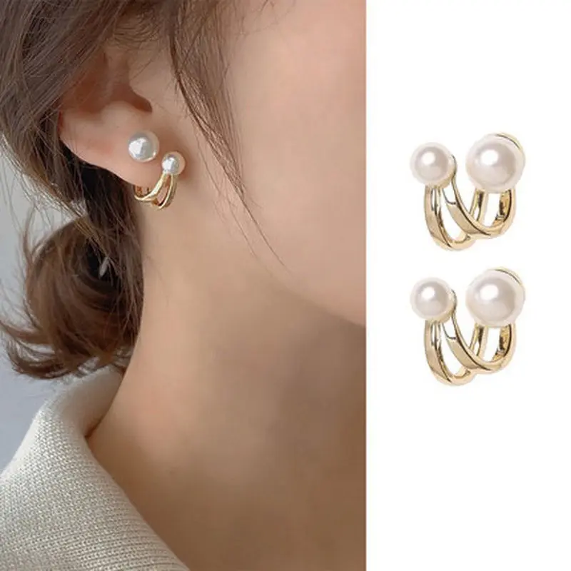 Pearl Alloy Earrings for Women - Korean Style Light Luxury Statement Dangle Earrings, Elegant Long Tassel Design with Premium Feel