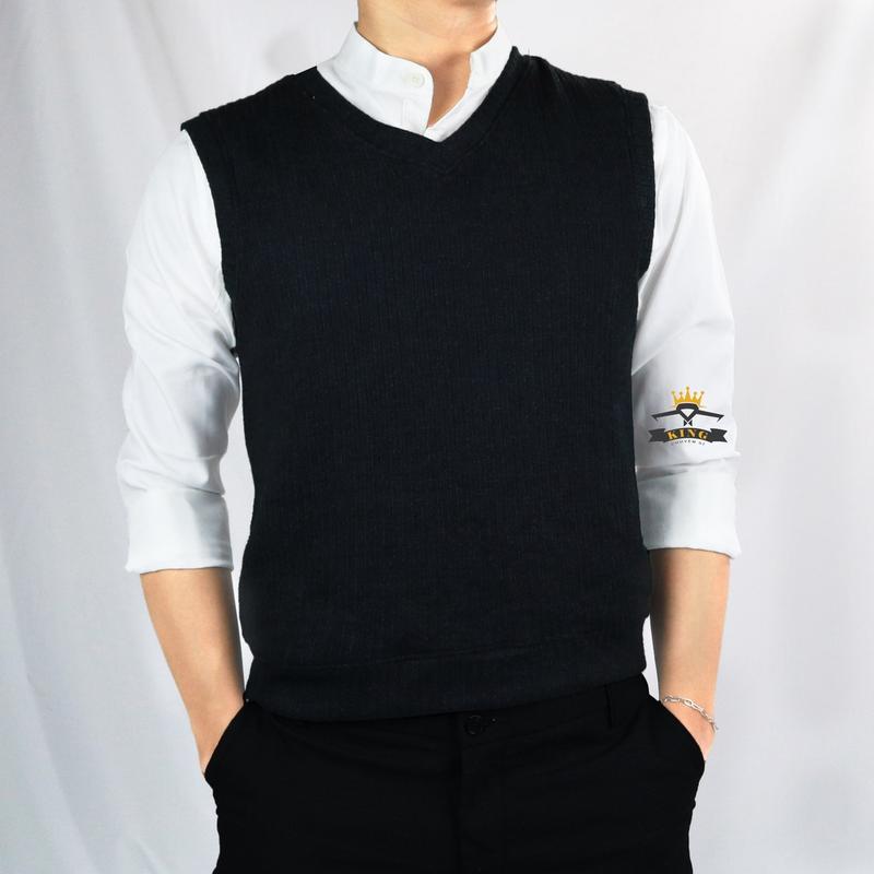 Áo gile len nam nữ KING ghile giữ ấm mùa đông lạnh gi lê sát nách màu đen trơn cổ tim cao cấp form rộng giá rẻ T001