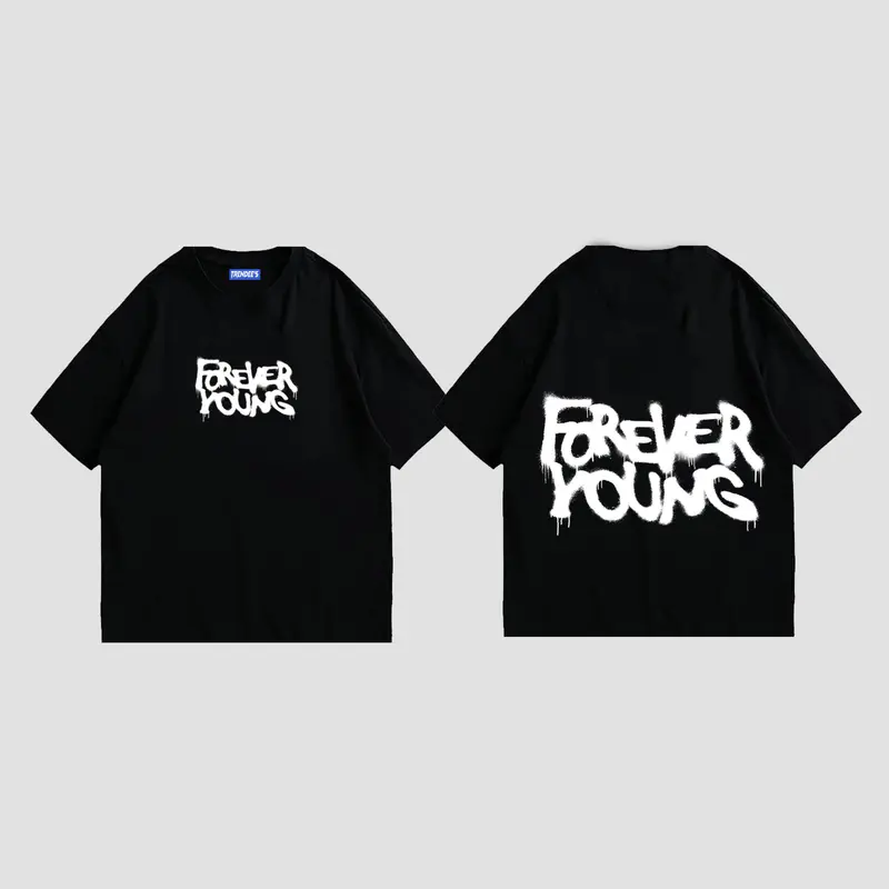TRNDS REGULER OVERSIZE T-Shirt /  Baju kaos pria hitam FOREVER YOUNG - TM012 Combed Kain 0