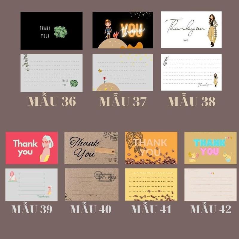 100 card cám ơn, thiệp cảm ơn mẫu VIẾT TAY dành riêng cho shop bán hàng để tặng khách hàng (mẫu 36-42)