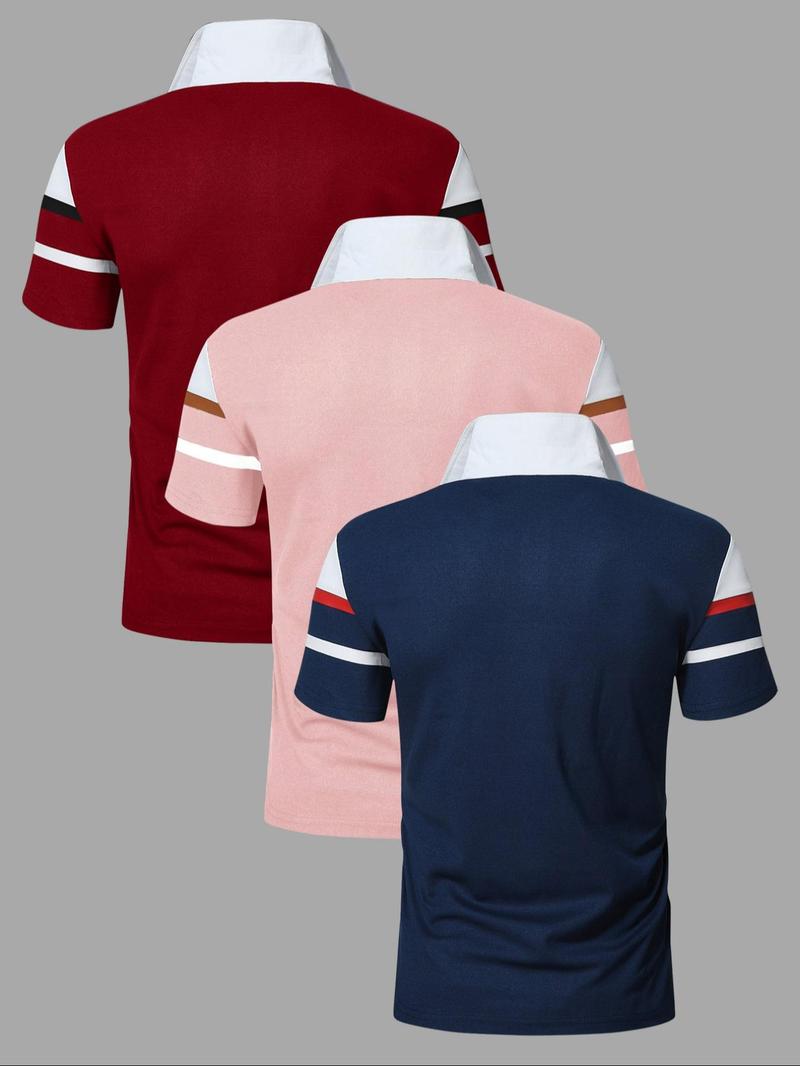 Product Introduction of Men's Horse Print Contrast Collar Polo Shirt, Regular Fit Casual Short Sleeve Top for Summer, Fashion Men's Clothes for Daily Wear, Tropical 2