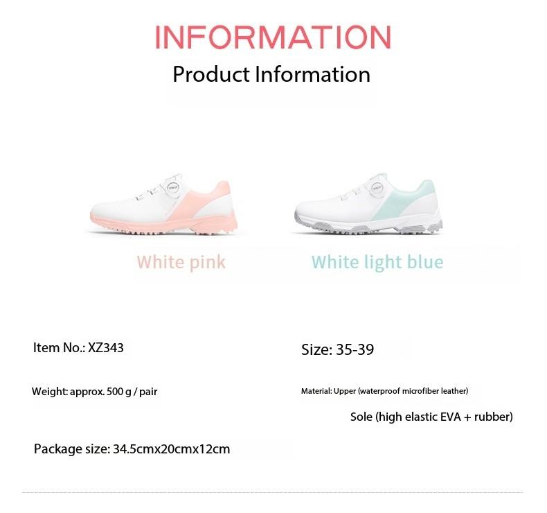 Product Introduction of [PGM] Golf Shoe Women's Waterproof Sneakers Anti-Slip Lightweight Knob Comfortable Shock-Absorbing Mid-Sole Nail-Free Shoes Xz343 13