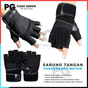 Sarung tangan motor setengah jari pelindung punggung tangan dari panas matahari saat berkendara