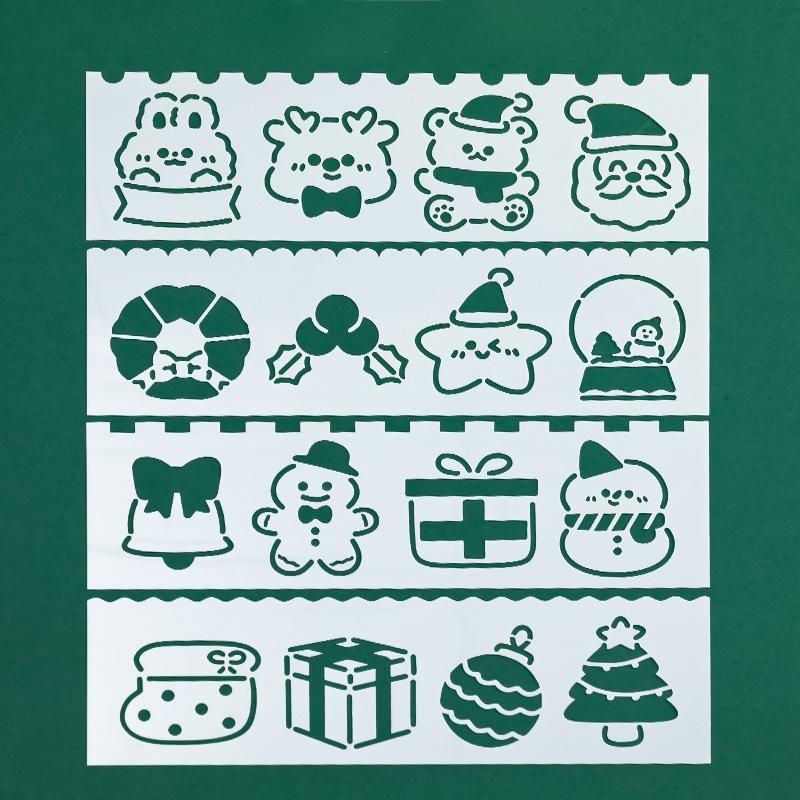 Christmas Multi Pattern Plastic Ruler Painting Drawing Template Christmas Pattern Ruler Stationery Office Supplies 6