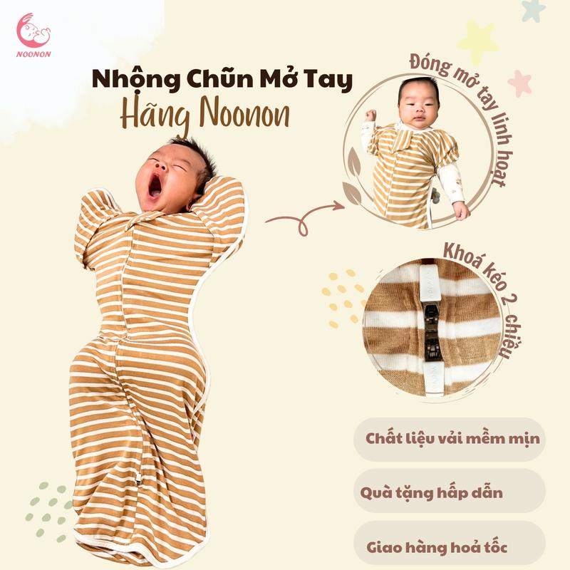 Nhộng Chũn Mở Tay VẢI HÈ - THU Cho Bé Hãng Noonon Giúp Bé Ngủ Ngon