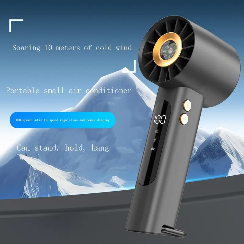 USB Rechargeable Handheld Fan, Portable Desktop Fan with Digital Display, Adjustable Wind Speed Fan for Home Office Travel Outdoor, Multipurpose Fan 8