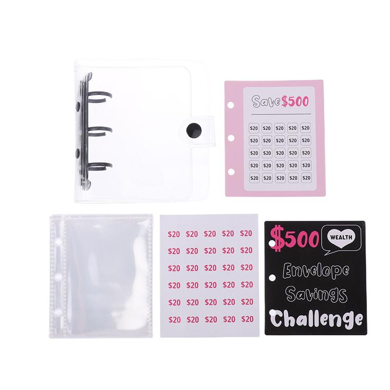 Product Introduction of Simple Mini Binder Money $150/300/500/1000 Savings Challenge Binder Cash Budget Storage Book Budget Binder With Cash Envelopes 24
