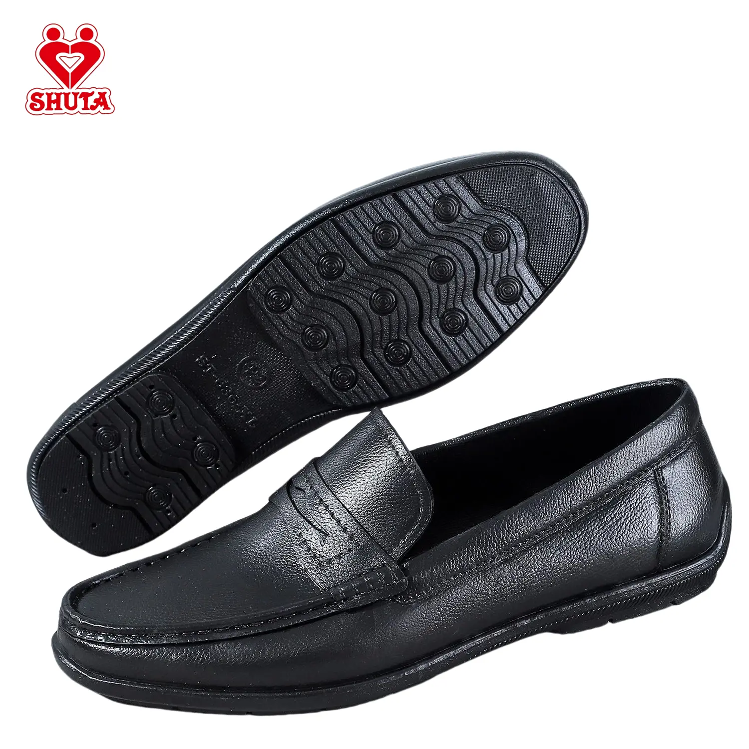 [SHUTA OFFICIAL]2024 New Black shoes  for School Boys students  Comfort  Closed Walking  Footwear  Rubber waterproof easy to wipe 636 Walking Shoes Office Work Decor