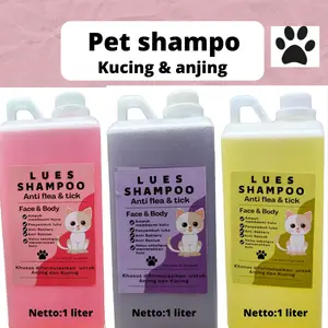 lues sampo kucing  anti kutu dan rontok  jamur, bakteri dan pelembut bulu netto 1 liter cairan tanpa air anjing & kucing