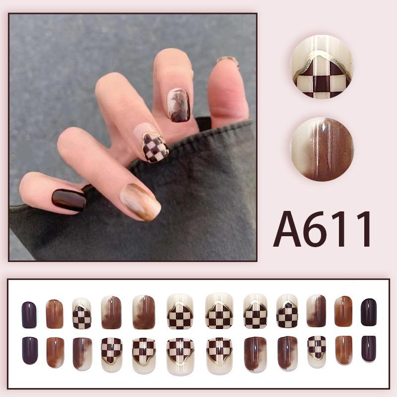 Product Introduction of Summer Autumn Gentle Simple Pure Desire Style Wearable Nail Tips Printed Solid Color French Style Detachable Fake Nails 12