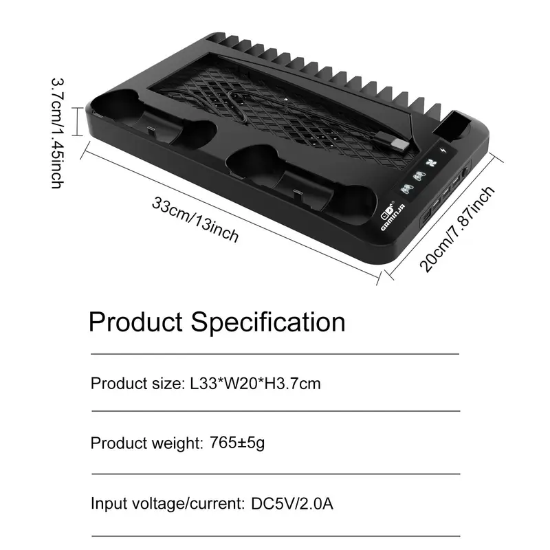 Gaming Console Charging Base, Dual Charging Stand with Earphone Hook, Vertical Cooling Support, Back to School Supplies, Console Accessories for PS5 Controller, Controller Accessories Durable Smartphone 8