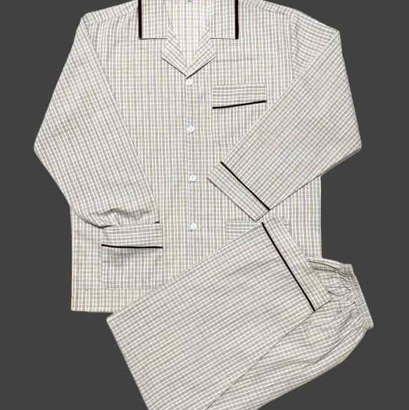 QH03 Bộ pijama nam bộ kẻ ông già bộ đồ mặc nhà nam trung niên